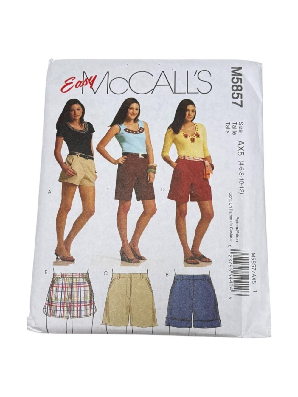 McCalls M5857 Various‎ Shorts Size 4 6 8 10 12 Sewing Pattern Uncut